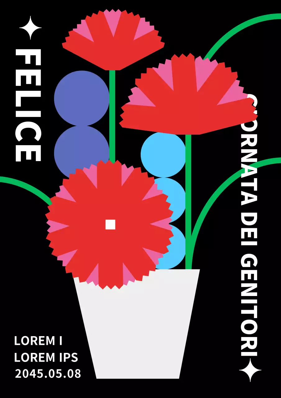 Moderna Pop Art Festa della mamma in nero rosso colori primari