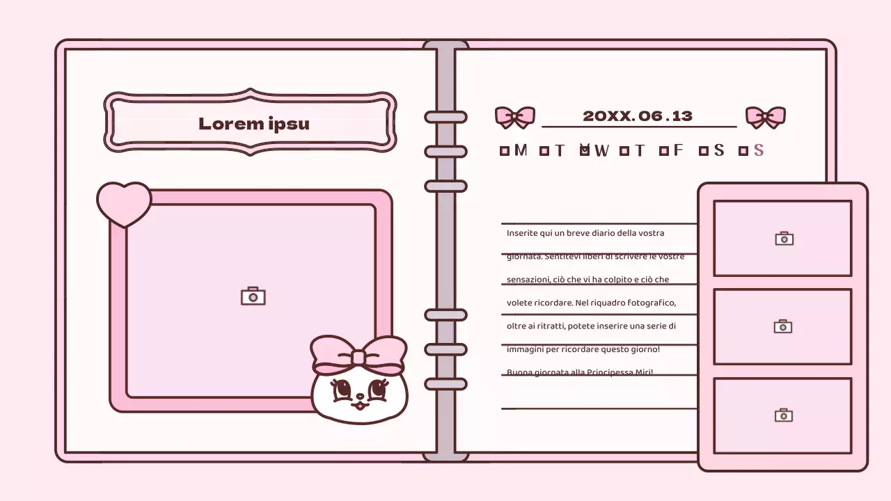 Simpatico kit di presentazione del concetto di agenda in rosa