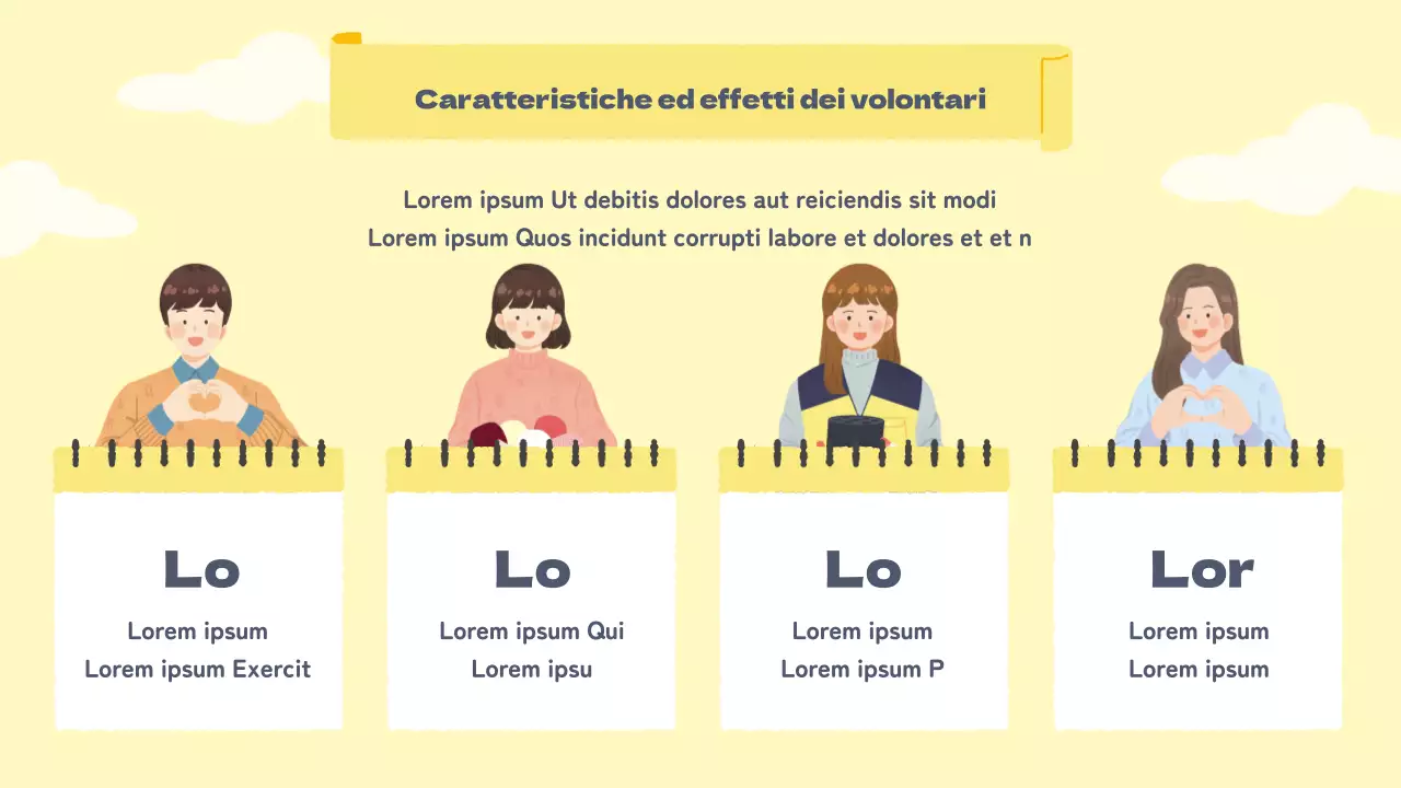 Dispense per i volontari in giallo caldo pastello