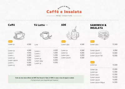 Tabellone verticale del menu del brunch del bar con concetto illustrato di arancione.