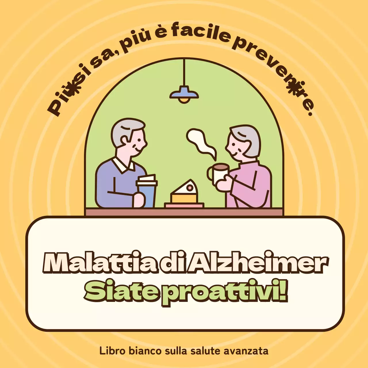 Informazioni sulla salute degli anziani affetti dalla malattia di Alzheimer in giallo chartreuse blu chiaro