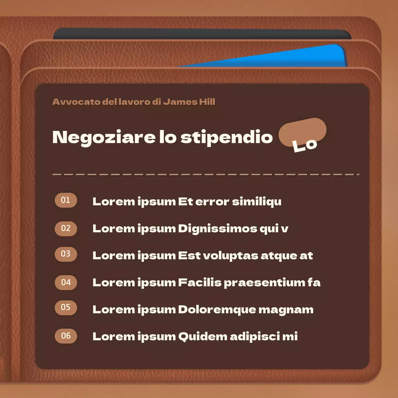 Marrone, ordinato e modificato, il cartellino promozionale dell'avvocato del lavoro di quest'anno
