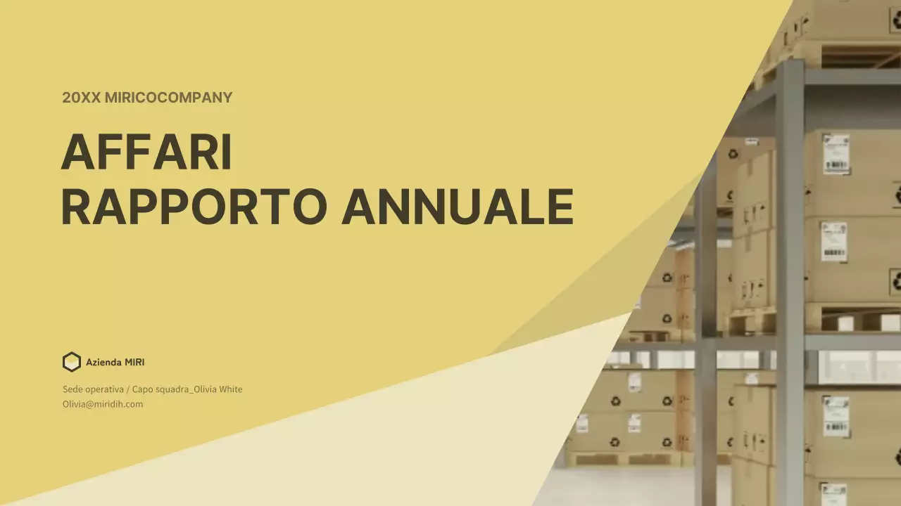 Un business plan pulito e giallo per un'azienda di logistica