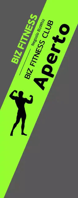 Striscione di apertura del centro benessere con sagoma di uomo su base fluorescente