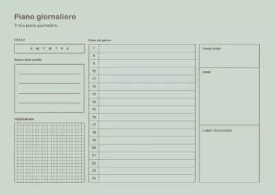 Agenda giornaliera di semplice concezione in verde chiaro