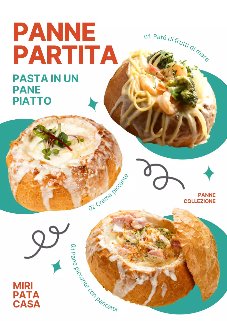 Vi presentiamo il menu di forma kitsch in rosso turchese