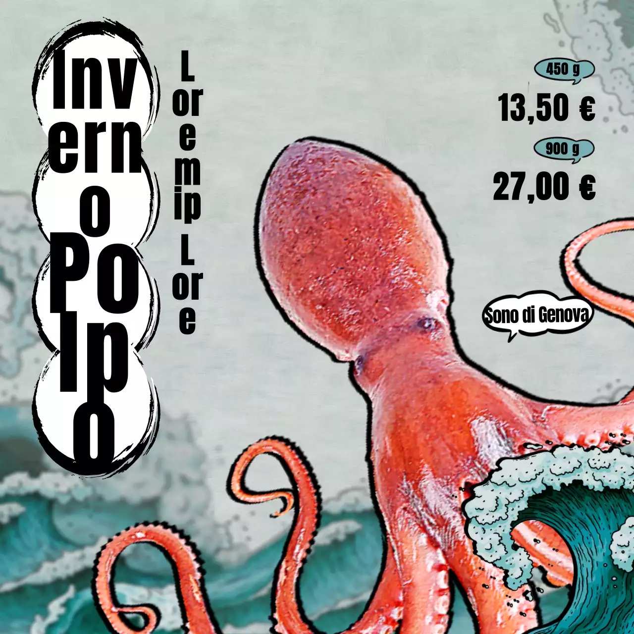 Sashimi nel mare blu Polpo invernale di stagione