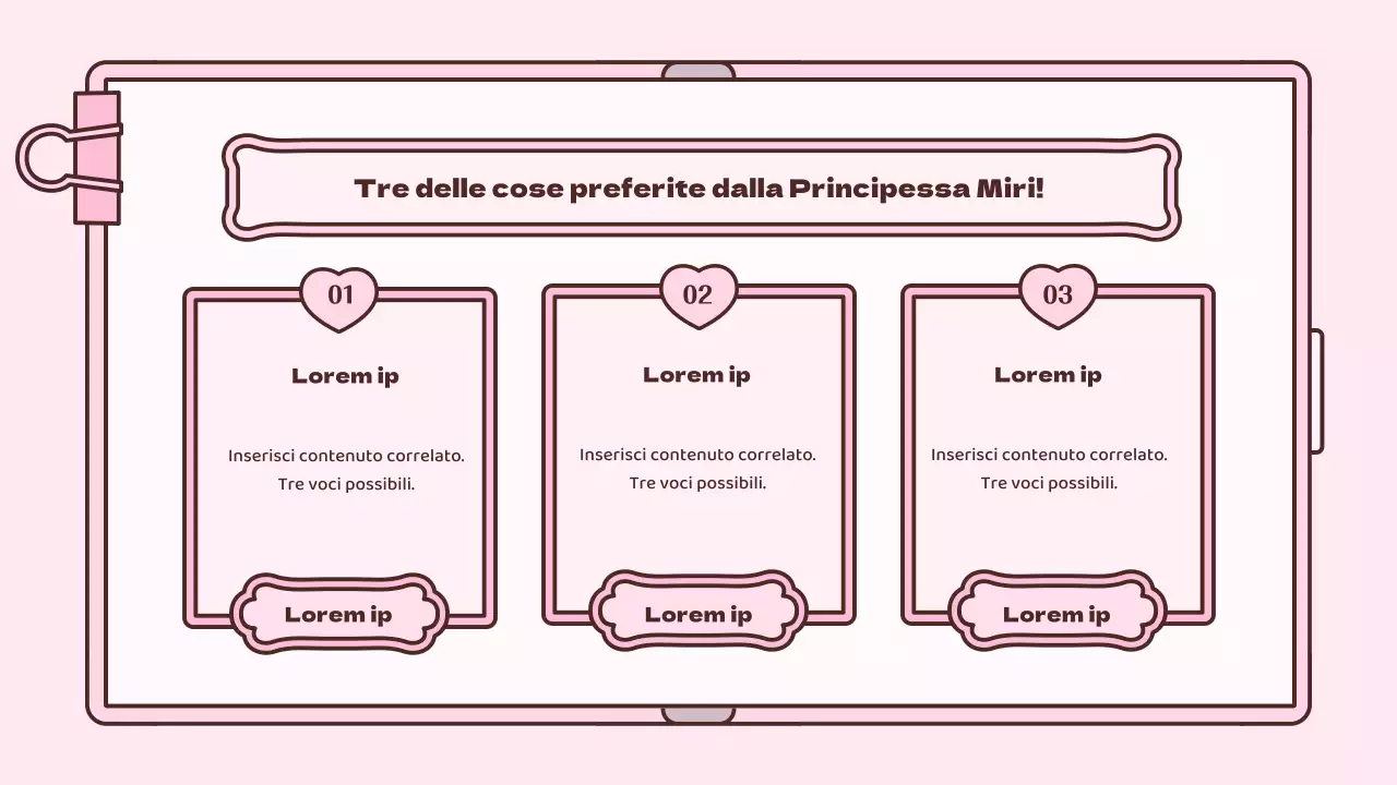 Simpatico kit di presentazione del concetto di agenda in rosa