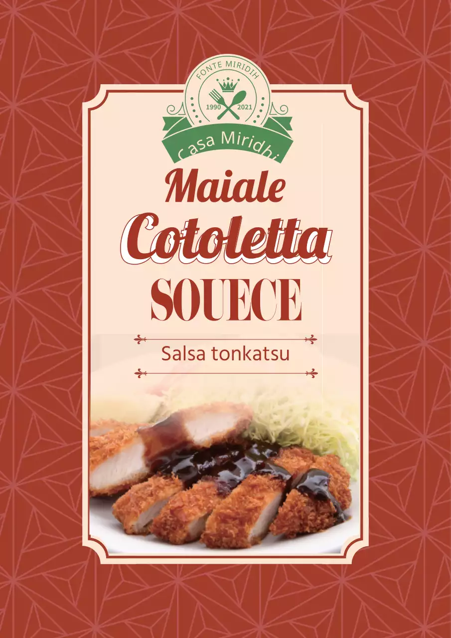 Etichette di salsa tonkatsu con motivi colorati