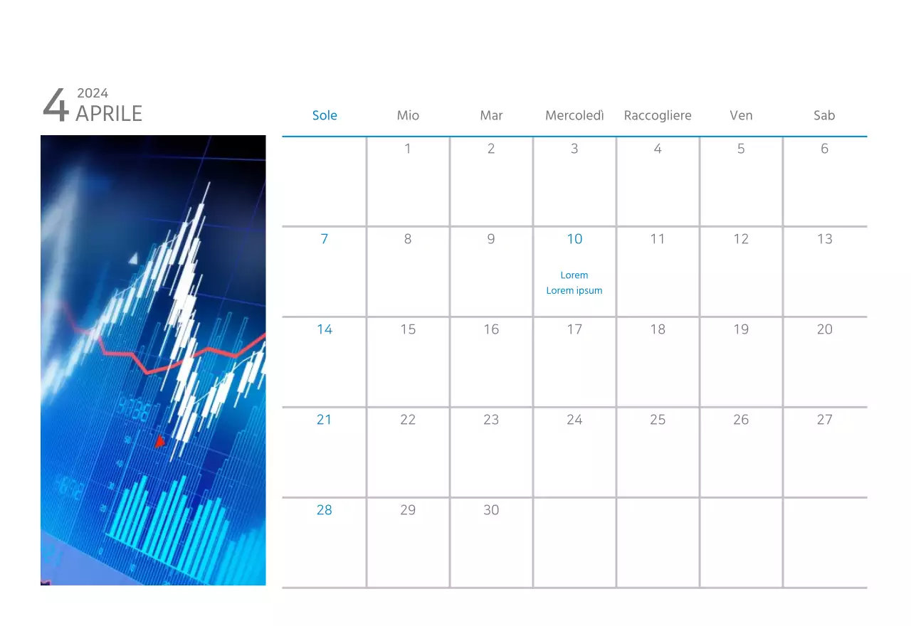 Calendario aziendale da tavolo bianco e semplice
