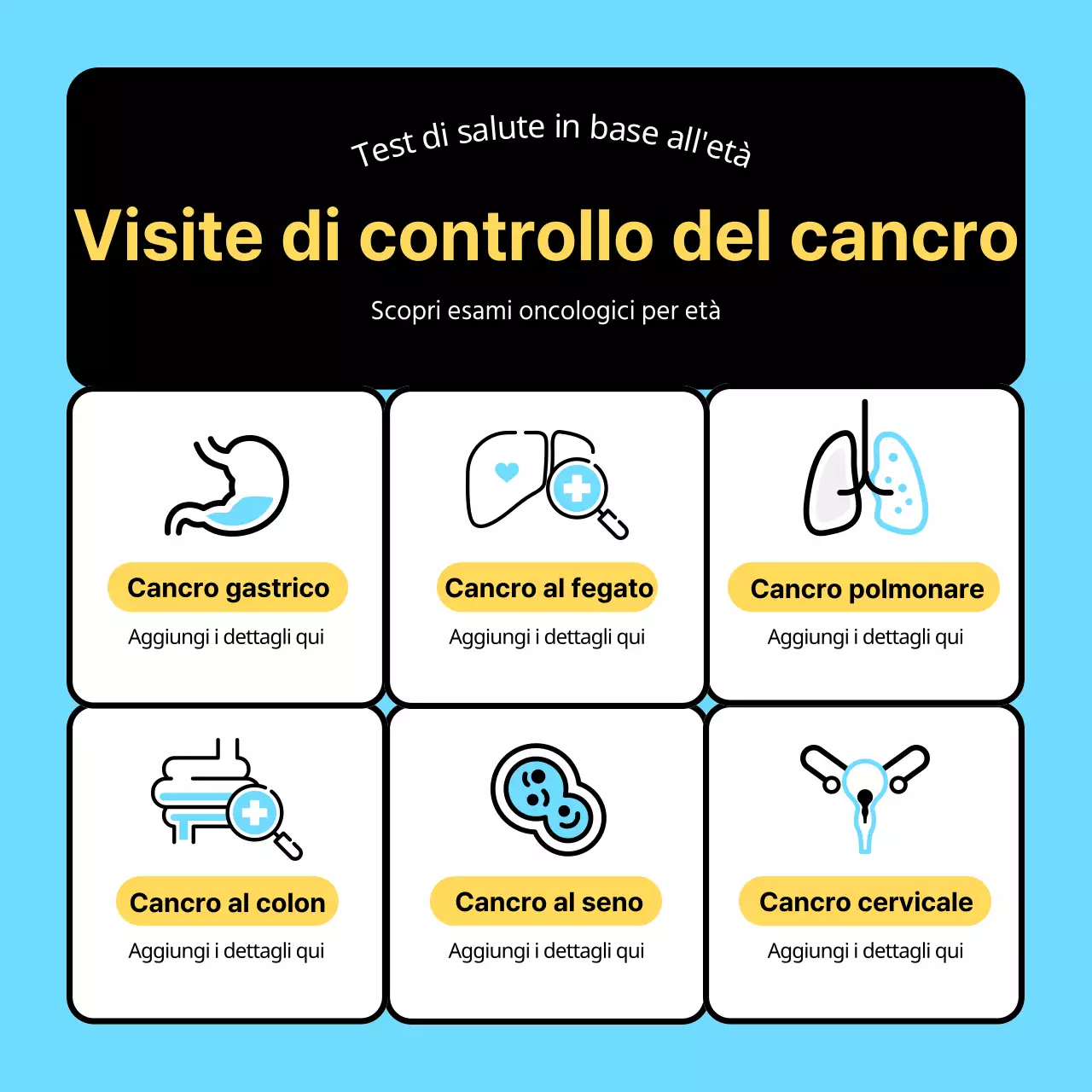 Semplice icona 3D azzurra e nera per vedere chi ha bisogno di un controllo sanitario