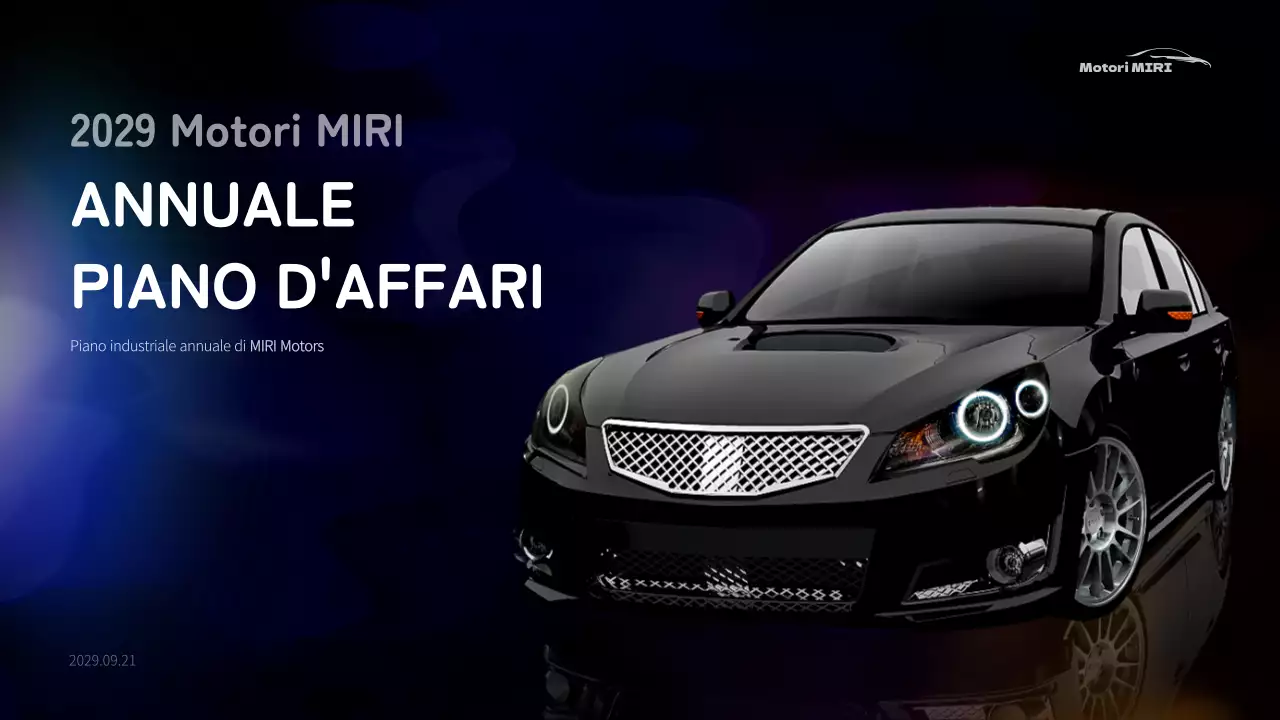 Piano aziendale annuale del settore automobilistico con concetto di grafica mobile blu e nera