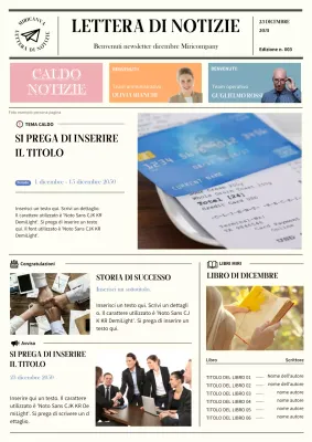Newsletter interna con layout fotografico beige e concetto di quotidiano