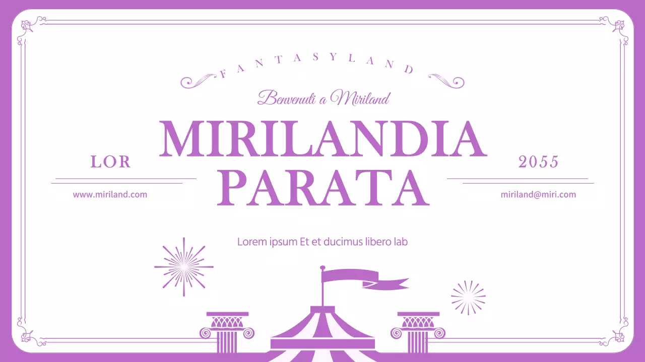 Piano per la parata del parco divertimenti in viola, dalle linee pulite