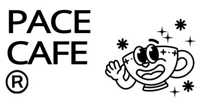 Carattere carino e alla moda della tazza di caffè e combinazione di testo in bianco e nero Stile logo per la promozione del caffè e la promozione