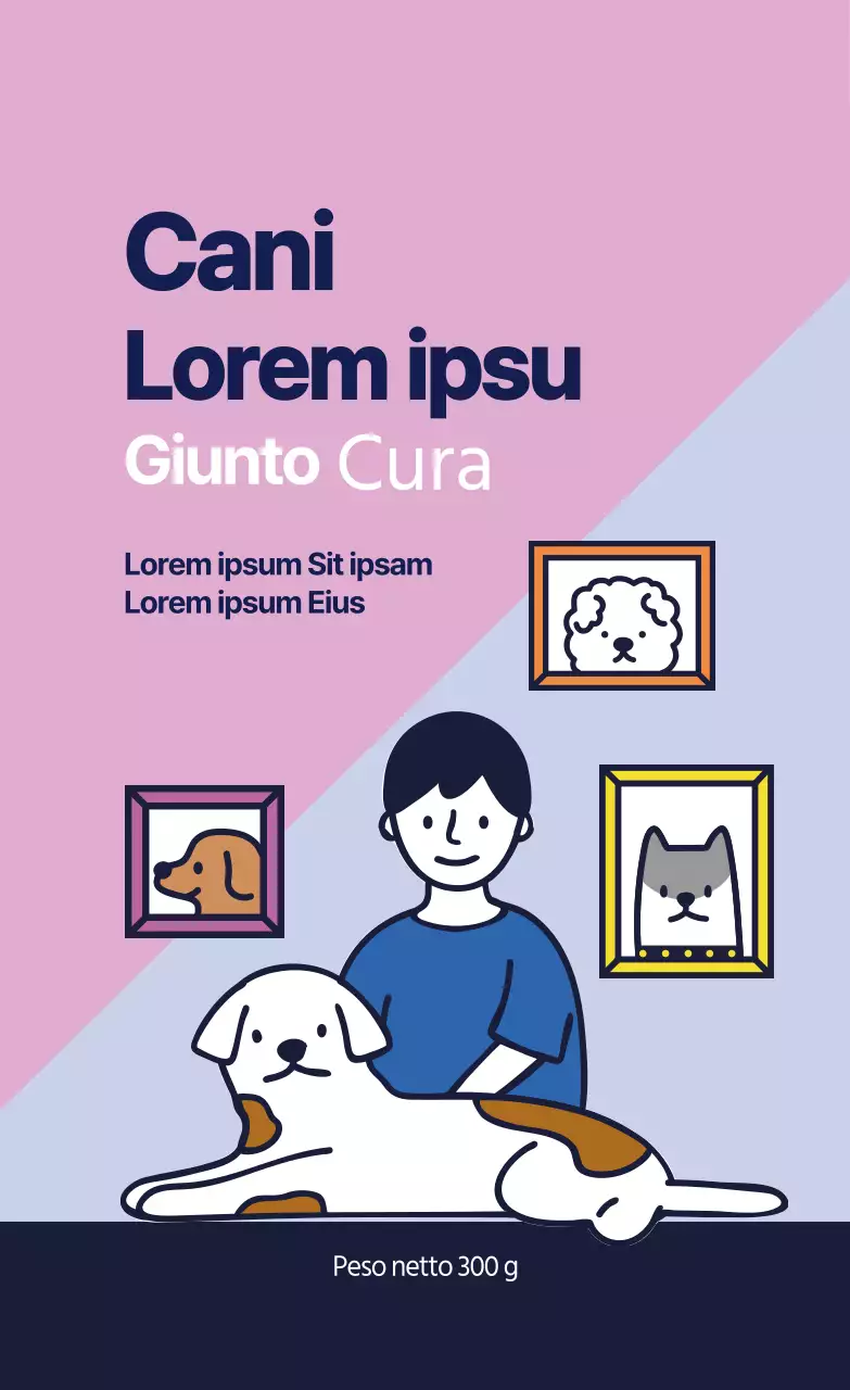 Pubblicità per la cura delle articolazioni del veterinario di animali domestici con illustrazione rosa