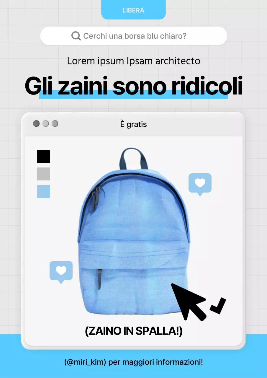 Omaggio di una borsa concettuale per browser web bianca e azzurra