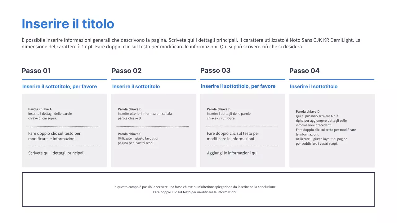 Una semplice linea del tempo in blu e grigio