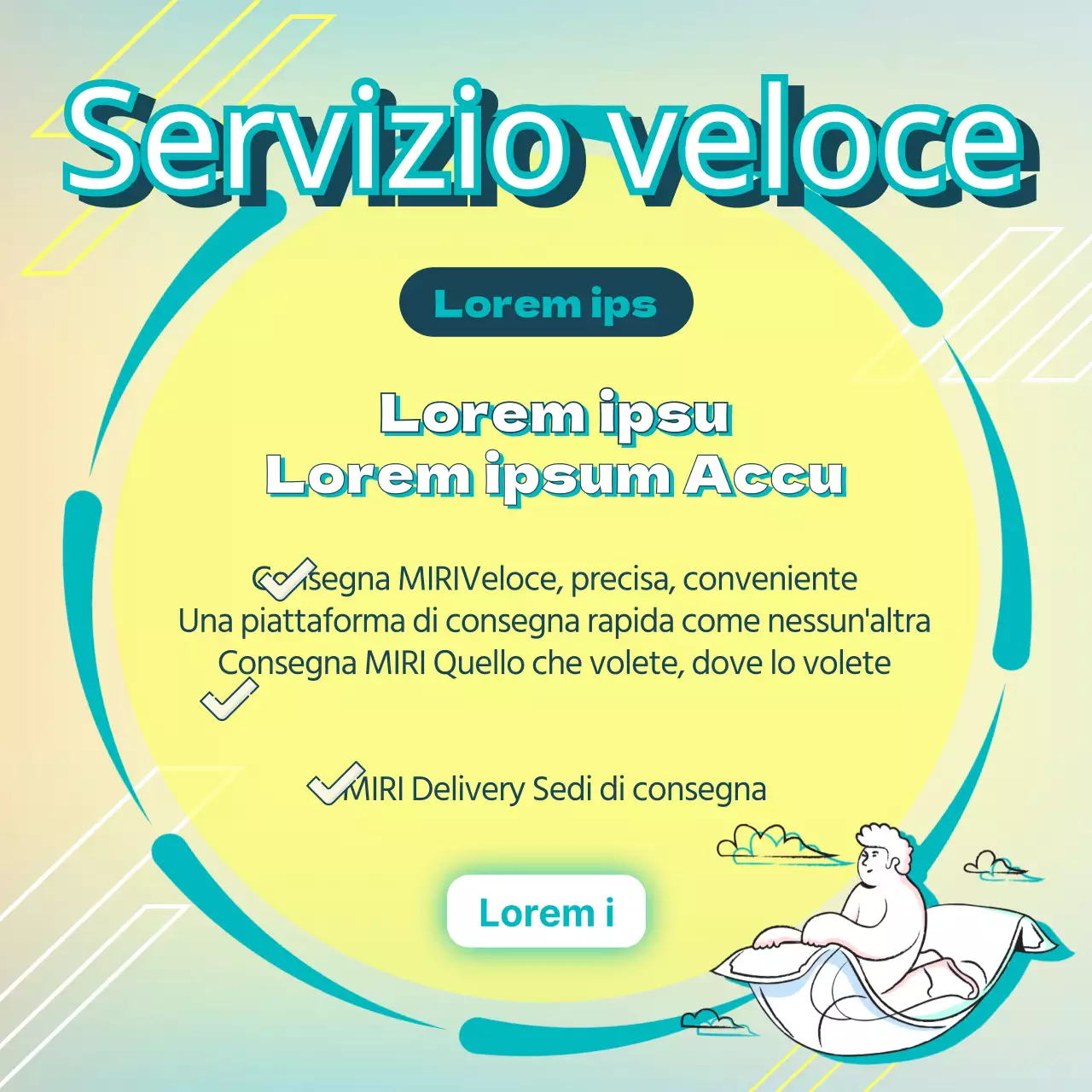 Moderno servizio rapido Annya in giallo e blu