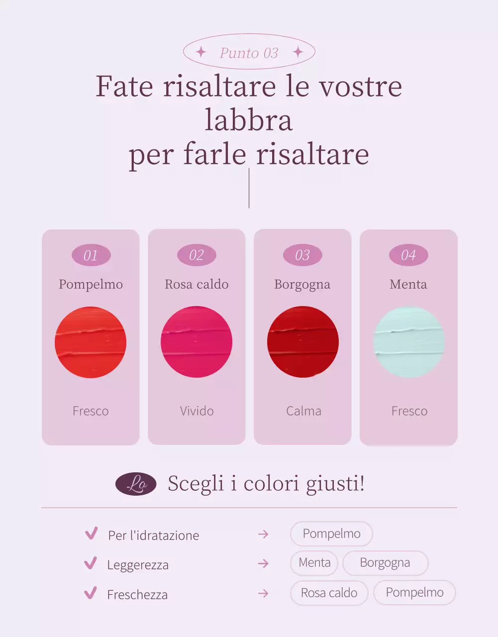 Cosmetici colorati emozionali per evidenziare le foto rosa e viola