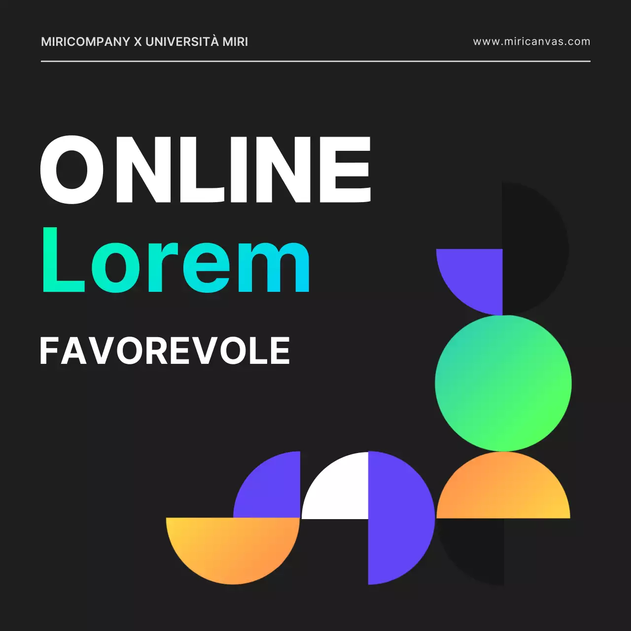 Una fiera del lavoro online per uno sviluppatore IT con un'atmosfera city-pop, caratterizzata da forme geometriche in nero e colori al neon.