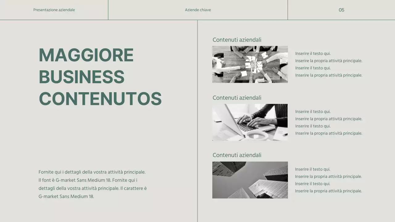 Un semplice profilo aziendale verde e beige