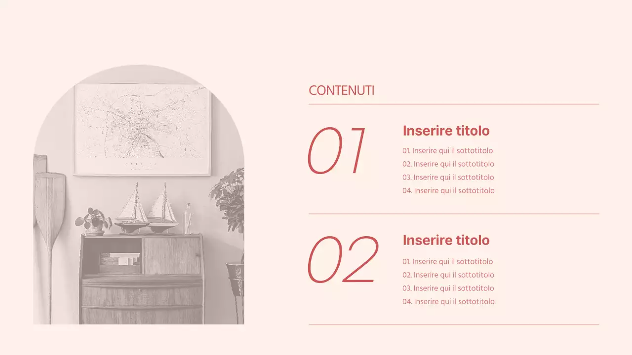 Presentare diversi layout in tonalità rosse e tranquillizzanti