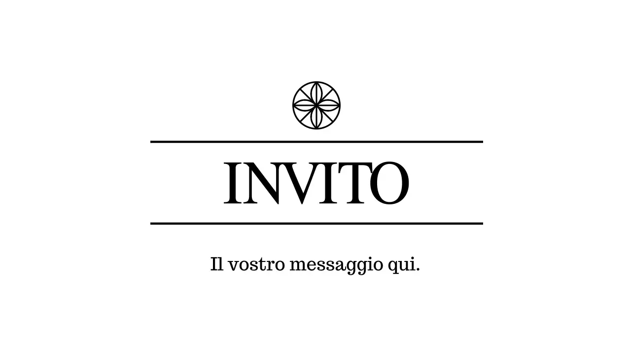 Semplice busta per cartolina d'invito con testo nero e illustrazione di linea del logo floreale