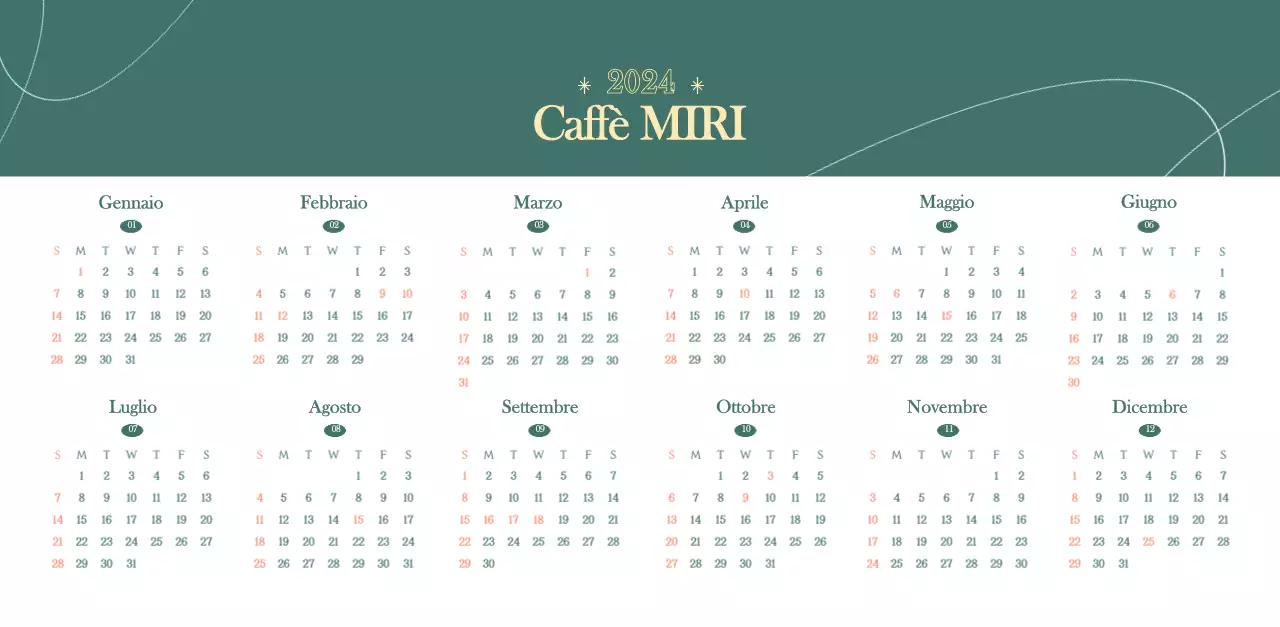 Calendario dei bar con i consigli per le bevande del mese