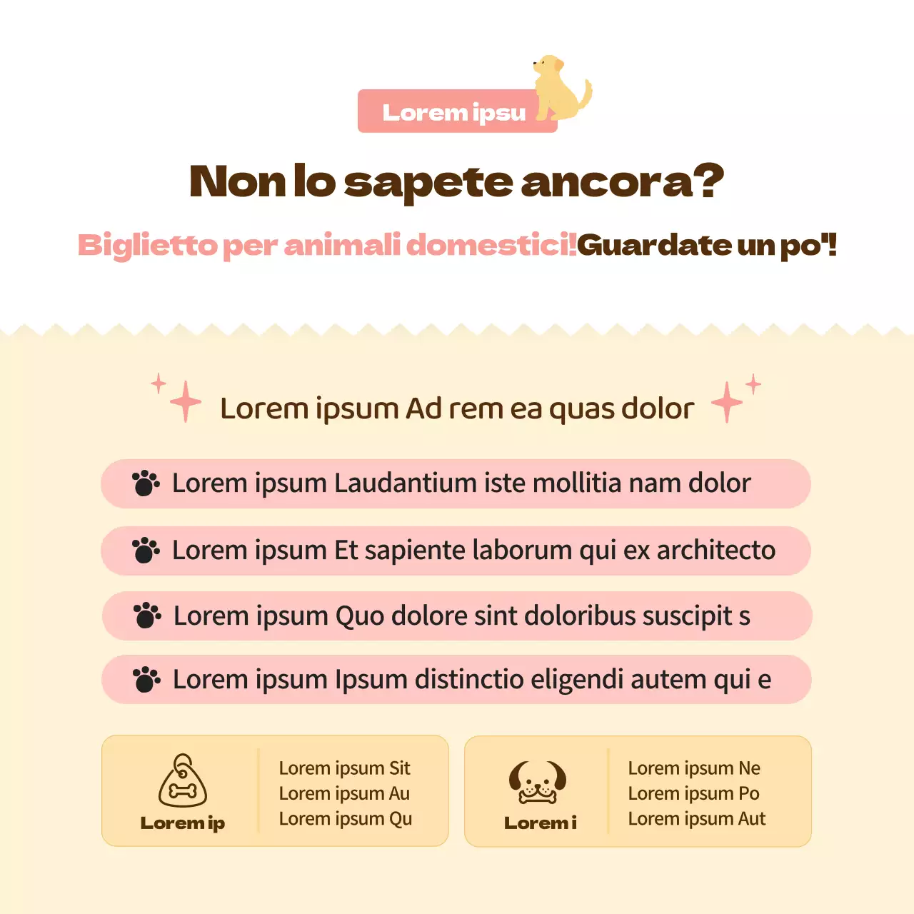 Promuovere un hotel per cani rosa, caldo e coccoloso (CardNews)