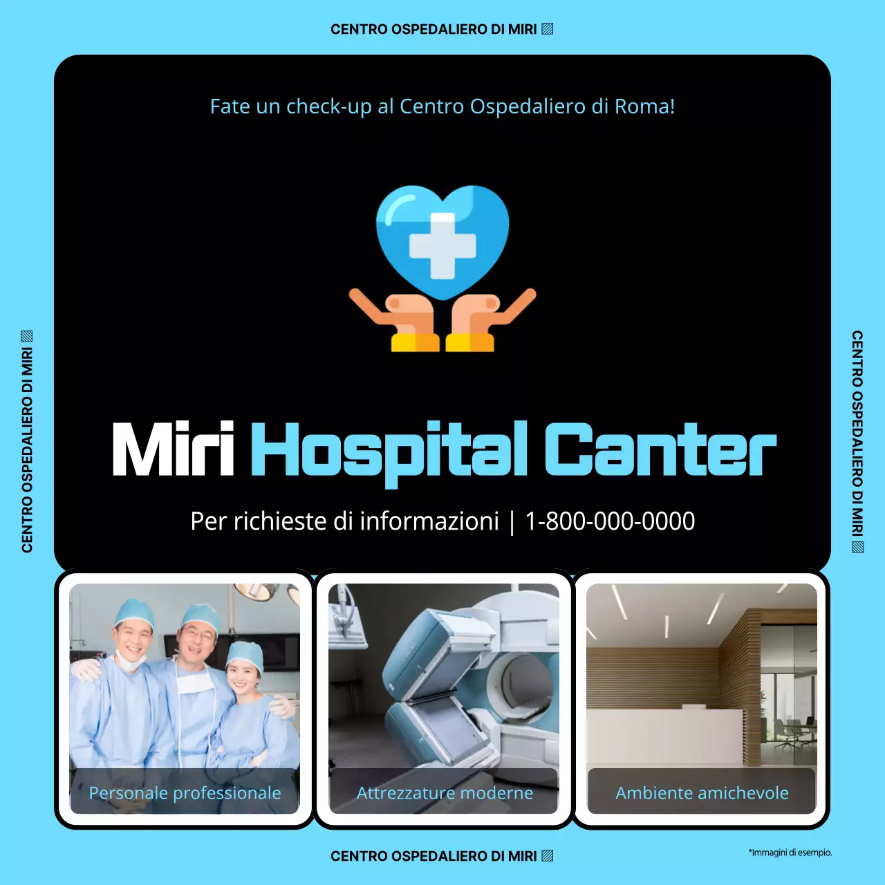 Semplice icona 3D azzurra e nera per vedere chi ha bisogno di un controllo sanitario