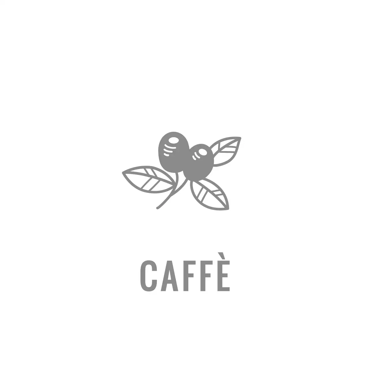 Logo testuale simbolico del caffè, grigio e in stile vintage.