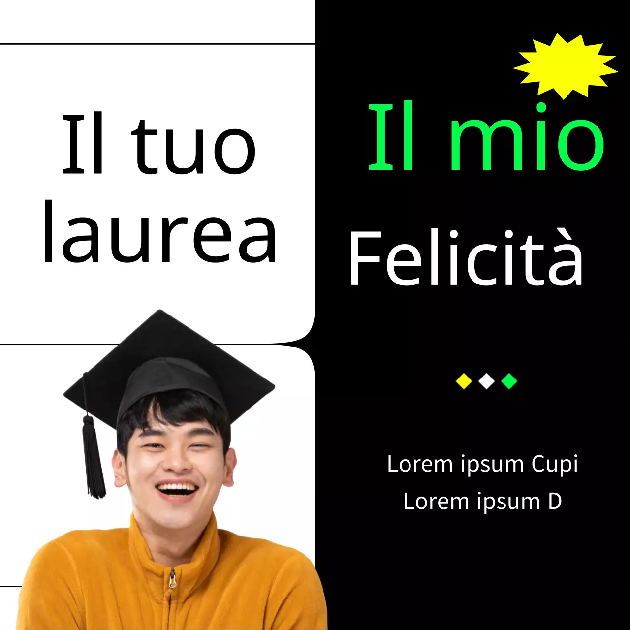 Design di laurea alla moda con linee pulite