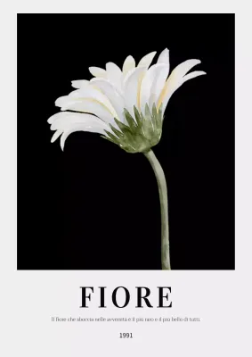 Semplice poster verticale con fiori in bianco e nero
