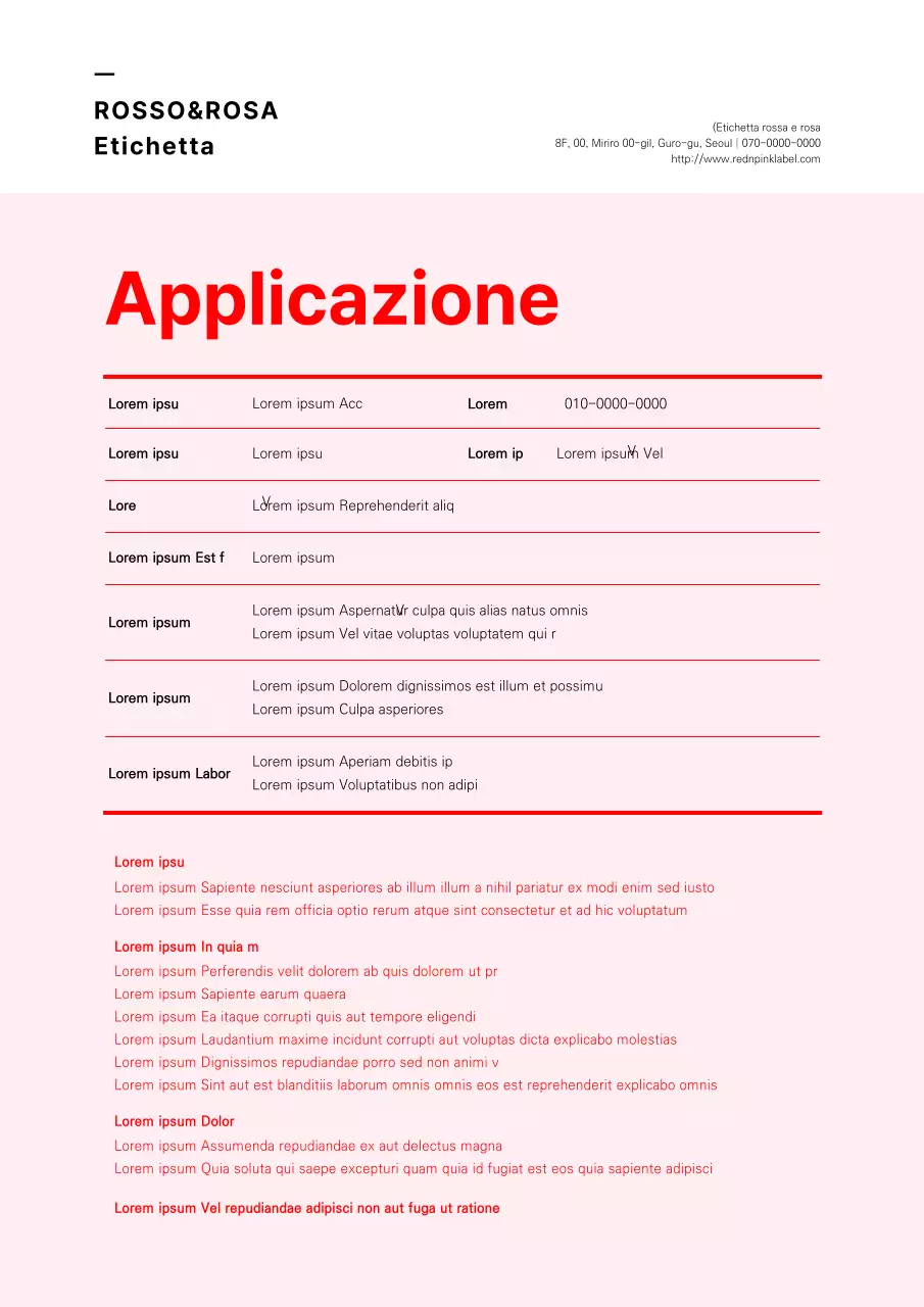 Formattazione del documento di restituzione del rivenditore in rosa-rosso