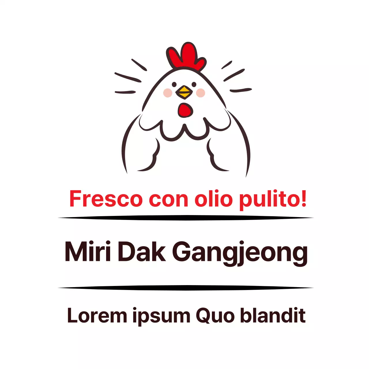 Illustrazione bianca ristorante carino pollo kangjeong promozione