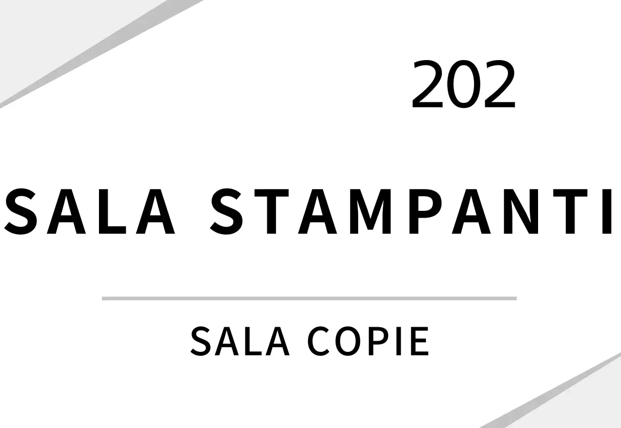 Cartello aziendale bianco con grafica pulita