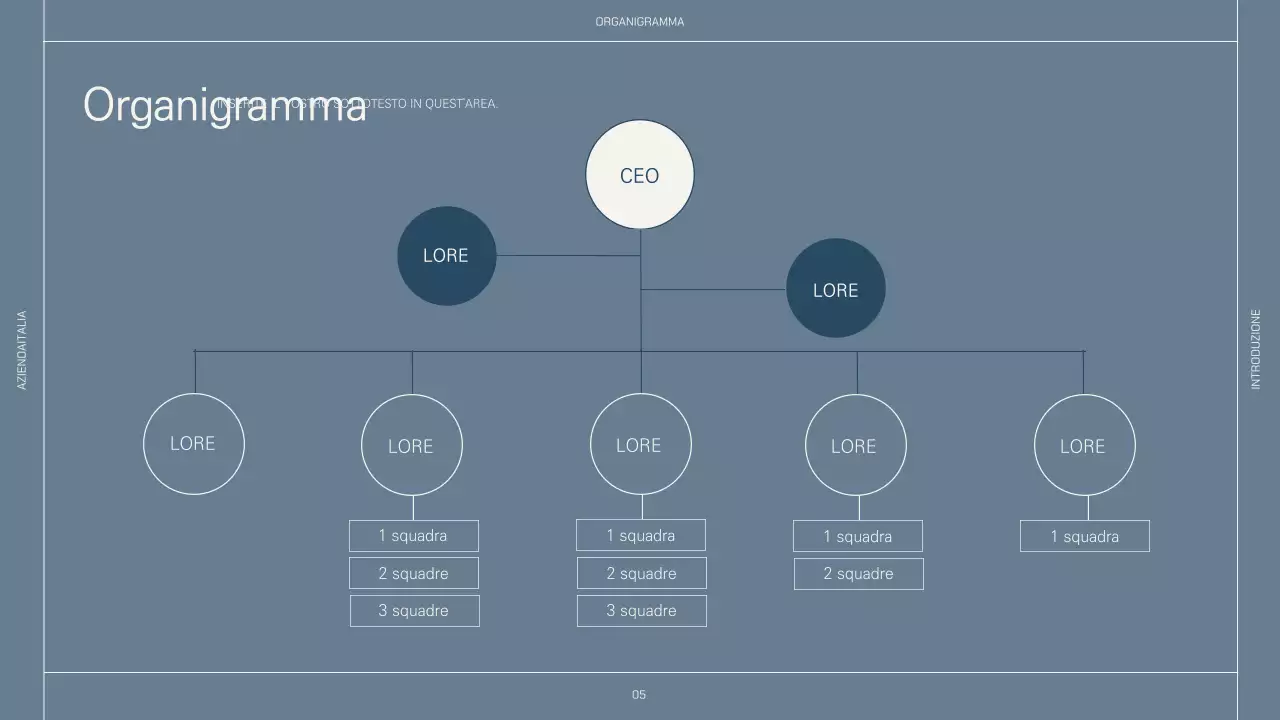 Layout semplice in beige e blu per un profilo aziendale
