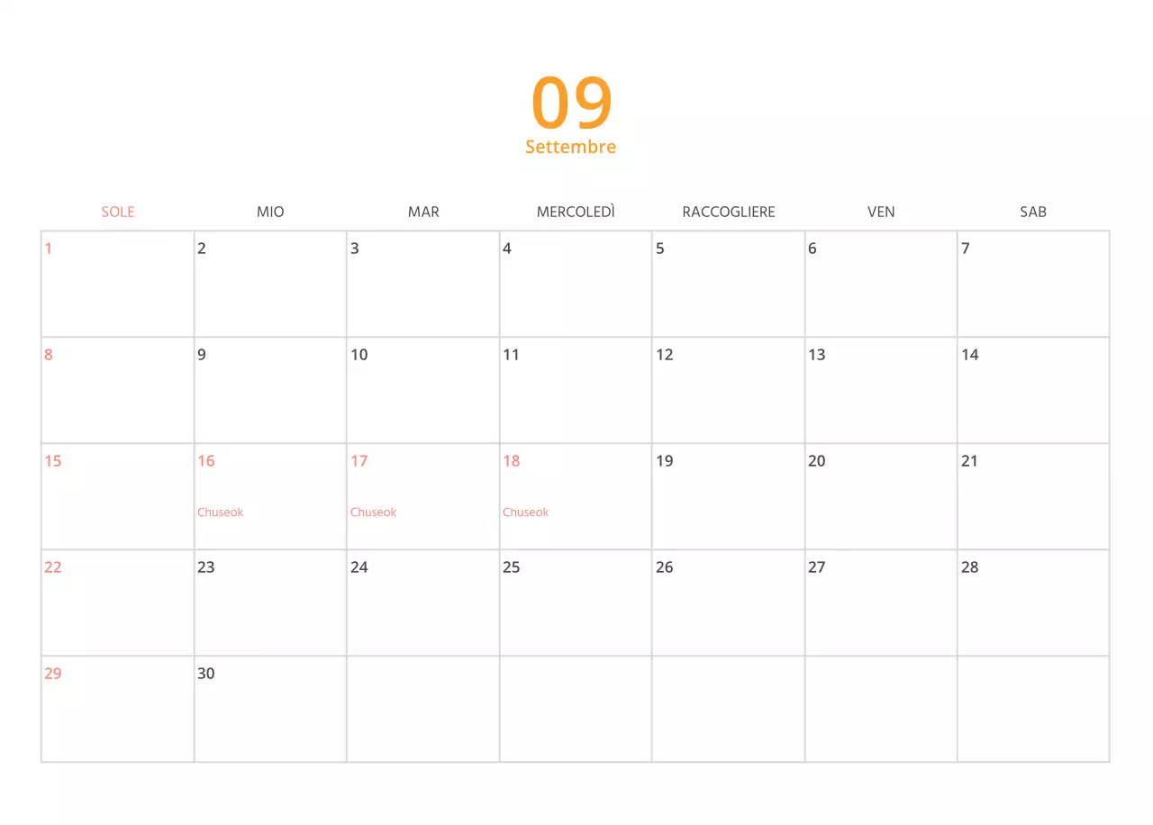 Calendario illustrato multicolore