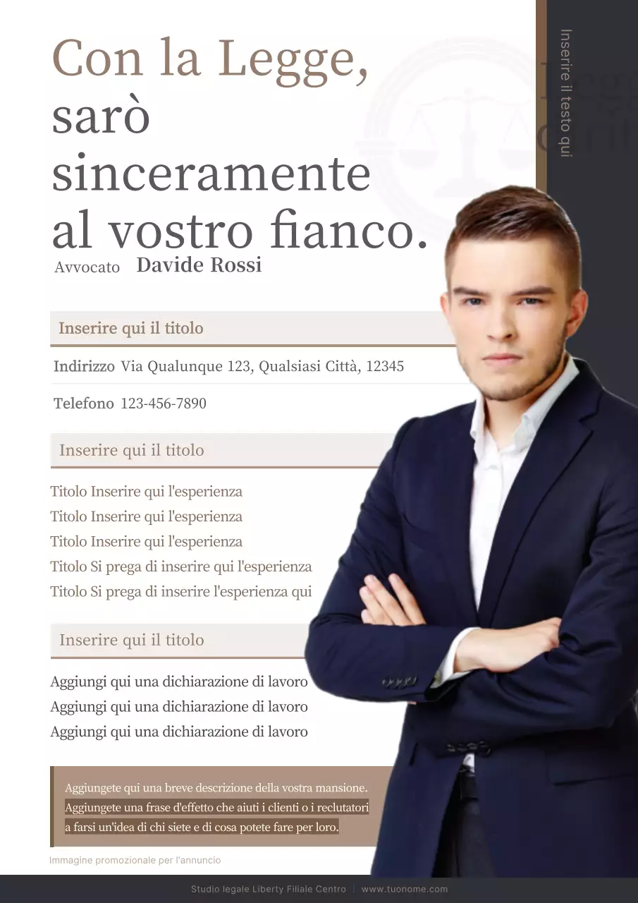 Un profilo di avvocato pulito, grigio e marrone