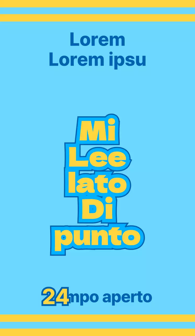 Negozio di alimentari con icone blu e gialle che promuovono vari servizi