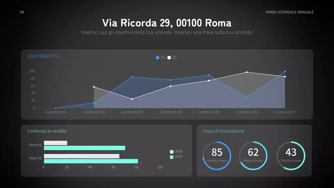 Piano aziendale annuale del settore automobilistico con concetto di grafica mobile blu e nera