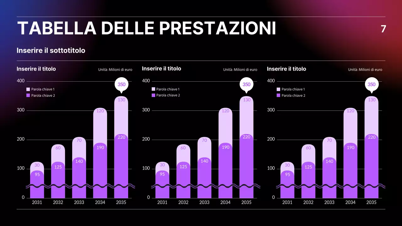 Presentazione IR con concetto di business nero, blu e rosso gradiente