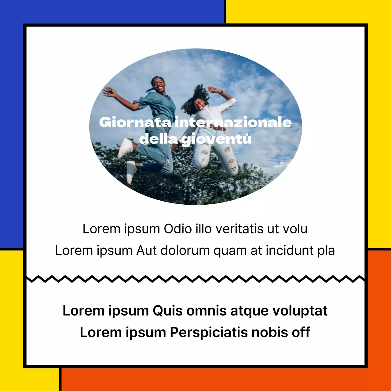 Un annuncio della Giornata della Gioventù a quadri geometrici colorati
