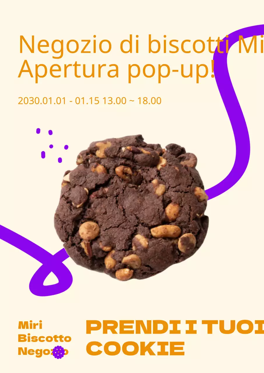 Il pop-up Cookie Shop apre con un concetto di disegno di linee in contrasto con i colori giallo e viola