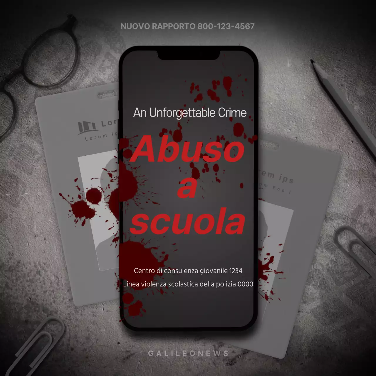 violenza scolastica in grigio e rosso