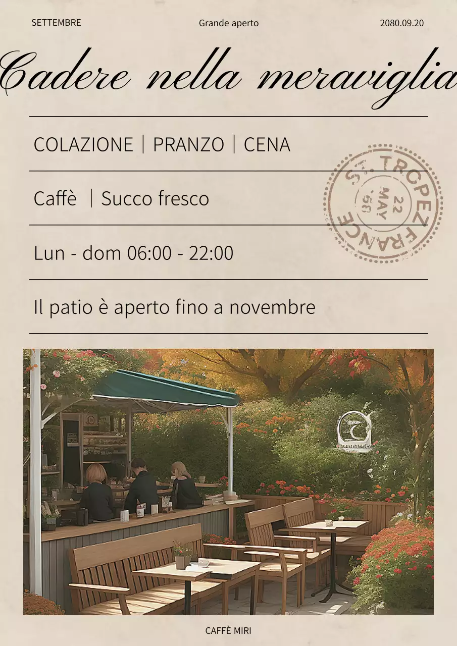 Invito in cartolina da caffè vintage in beige