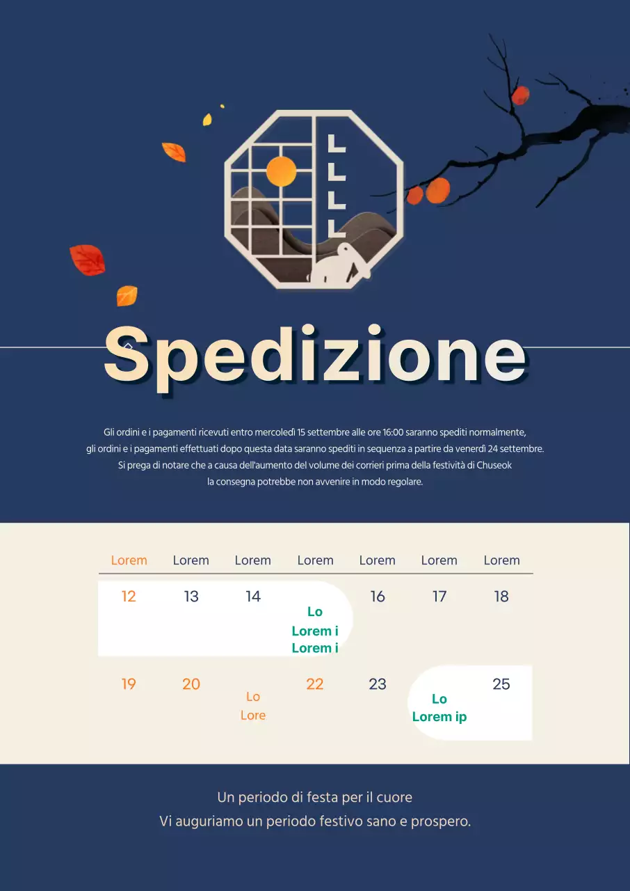 Lettera di consegna per il Giorno del Ringraziamento in una combinazione di colori navy