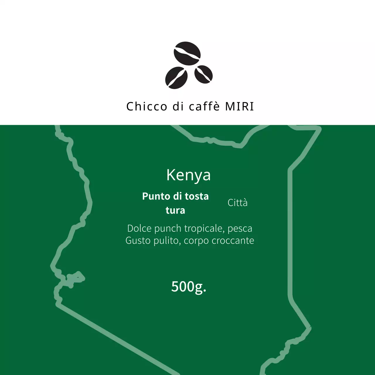 Verde illustrazione pulita caffè caffè in grani etichetta