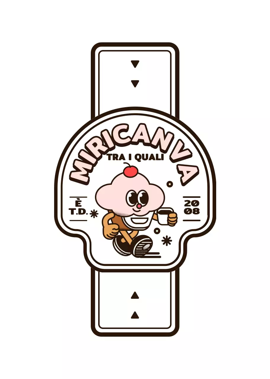 Simpatico logo in stile cupcake rotondo rosa e marrone per una caffetteria